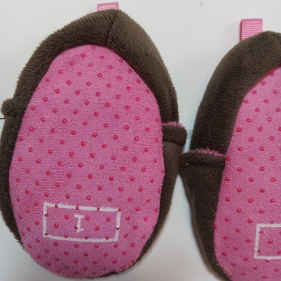 Owl Slippers Size 1 Brown Pink Soft Girls Child Toddler - Picture 8 of 8